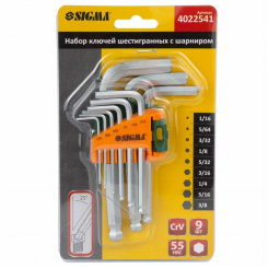 Ключі шестигранні 9шт 1/16-3/8" CrV (короткі) Sigma (4022541)