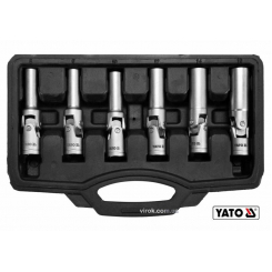 Ключі торцеві для свічок розжарювання YATO: 3/8", 8-16 мм, на шарнірі, Cr-V, 6 шт. кейс.
