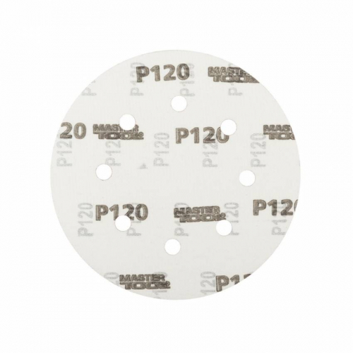 Коло шліфувальне на липучці MASTERTOOL з 8 отворами 180 мм зерно 120 5 шт 08-1812-H