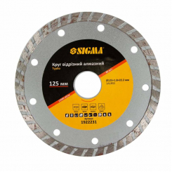 Коло відрізне алмазне "Турбо" Ø125х1.8х22.2мм, 12000об/хв Sigma (1922231)