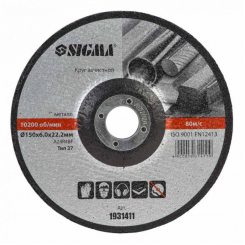 Коло зачистне по металу Ø150х6.0х22.2мм, 10200об/хв Sigma (1931411)