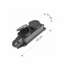 Колодка RIGHT HAUSEN Waterproof 2-а чорна IP44