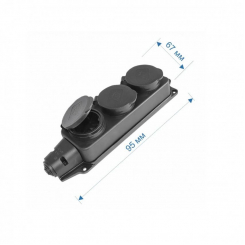 Колодка RIGHT HAUSEN Waterproof 3-а чорна IP44