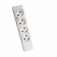 Колодка ТЕССО 4 поста  із заземленням біла 1шт/уп