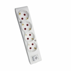 Колодка ТЕССО 4 поста  із заземленням з вимикачем біла 1шт/уп