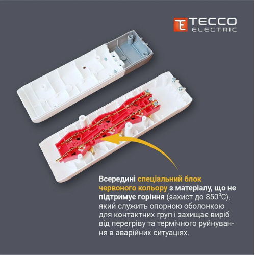 Колодка ТЕССО 6 постів із заземленням біла 1шт/уп