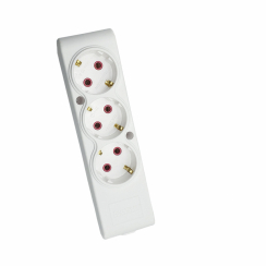 Колодка для подовжувача ТЕССО 3 поста  із заземленням біла 1шт/уп