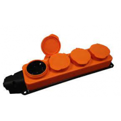 Колодка каучук на 4 гнізда з кришкою 16 А помаранчева 800-401-009