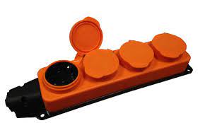 Колодка каучук на 4 гнізда з кришкою 16 А помаранчева 800-401-009