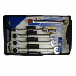 Комбінований тріскачний гайковий ключ в наборі 5 шт., розміри: 8-10-12-13-15, CrV