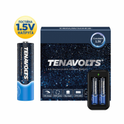 Комплект акумулятор літієвий TENAVOLTS AA 1850mAh 1.5V 2шт./уп з зарядним пристроєм