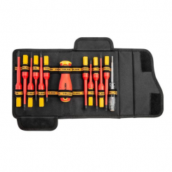 Комплект діелектричних викруток з змінними стрижнями Tolsen, 13 предметів, тканевий пенал