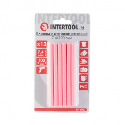 Комплект стрижнів клейових рожевих 7,4*100 мм, 12 шт INTERTOOL RT-1047