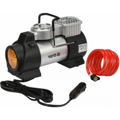 Автомобільний компресор YATO: 12 В, 180 Вт, тиск – 1 MПа, 40л/хв, шланг – 1м, кабель – 3 м ліхтар LED