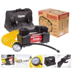 Компресор Штурмовик"АС-72 150psi/25Amp/60л/2 циліндра/шланг 5,0м/клеми