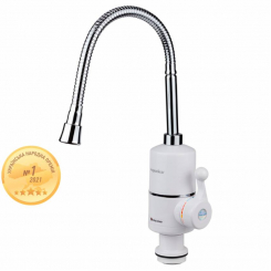 Кран-водонагрівач проточний NZ 3.0кВт 0,4-5бар для кухні гуска гофрована на гайці AQUATICA