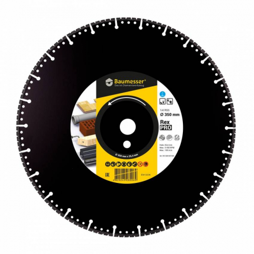 Круг алмазний вiдрiзний 1A1RSS V 350x3,5/2,5x6x25,4 Pro Rex