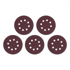 Круг наждаковий самоклейний 125 мм з отворами , папір класу С, густина - 140 г/м², К120, уп. 5 од. INTERTOOL BT-0587