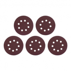 Круг наждаковий самоклейний 125 мм з отворами , папір класу С, густина 140 г/м², К220, уп. 5 од. INTERTOOL BT-0590