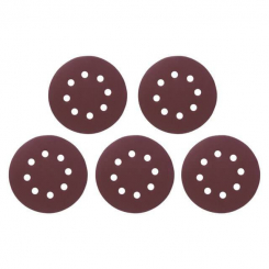 Круг наждаковий самоклейний 125 мм з отворами , папір класу С, густина - 140 г/м², К240, уп. 5 од. INTERTOOL BT-0591