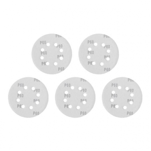 Круг наждаковий самоклейкий 125 мм з отворами , папір класу С, густина - 140 г/м², К60, уп. 5 од. INTERTOOL BT-0584