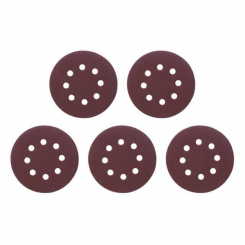 Круг наждаковий самоклейний 125 мм з отворами , папір класу С, густина - 140 г/м², К80, уп. 5 од. INTERTOOL BT-0585