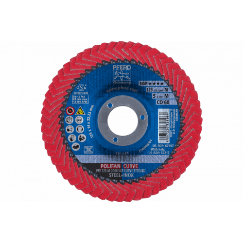 Круг пелюстковий тарілчастий 125*22 CO60 PFERD (нерж/метал) вигнутий профіль для важкодоступних місць POLIFAN
