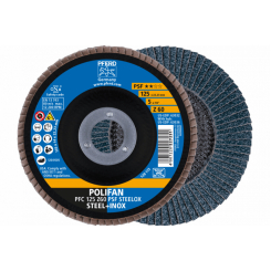 Круг пелюстковий тарілчастий 125*22 Z60 (нерж/метал) конічн.PFС POLIFAN