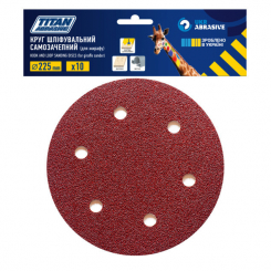 Круг шліфувальний самозачепний ТИТАН АБРАЗИВ Ø 225 мм  (10 шт.) Р 180, 6 отворів