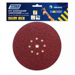 Круг шліфувальний самозачепний ТИТАН АБРАЗИВ Ø 225 мм  (10 шт.) Р 60, 9 отворів
