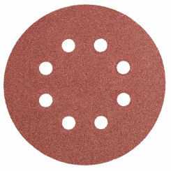 Круги шліфувальні на липучці 125 мм, K100, 5 шт., З 8 отворами