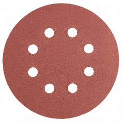 Круги шліфувальні на липучці 125 мм, K240, 5 шт., З 8 отворами