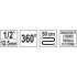Кутомір для докручування болтів YATO, до динамометр ключа з квадр 1/2", шкала 0-360°, тримач- 50 см