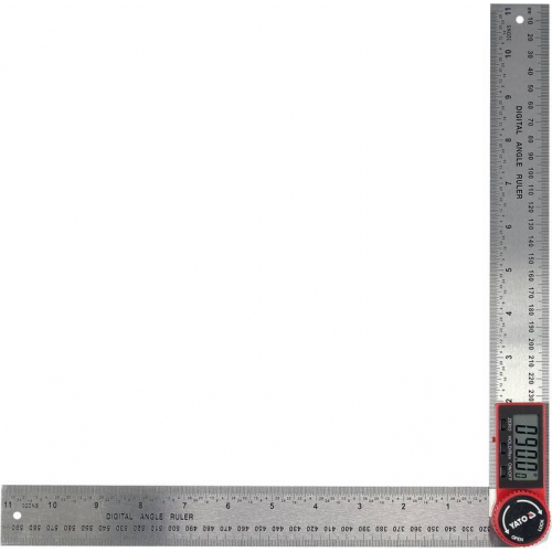 Кутомір електронний YATO; l= 300 мм, діапазон 0-360° з живленням від батарейки 3V; CR2032