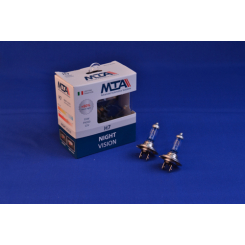 Лампа автомобільна H7 12V 55W PX26D NIGHT VISION +80% (2шт) (ближня/дальня, противотуманна) MTA