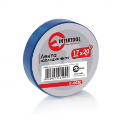 Стрічка ізоляційна 0.15 мм * 17 мм * 20 м, синя (уп. 10 шт) INTERTOOL IT-0020