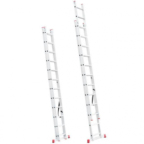 Драбина алюмінієва, 2-секційна, універсальна, раскладна, 2х12 сходинок, 5,9 м INTERTOOL LT-0212