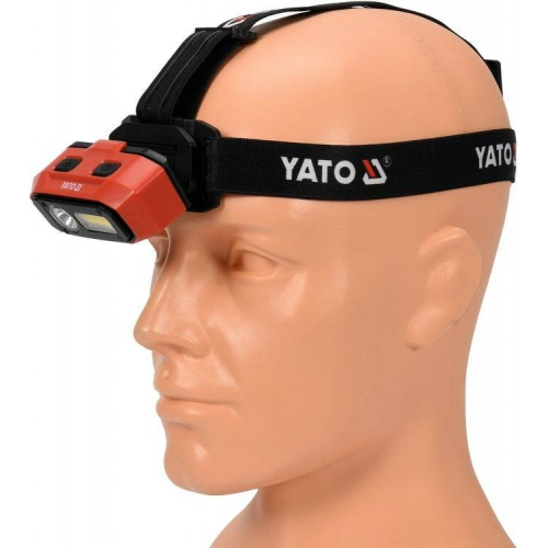 Ліхтар COB-діодний на чоло YATO; живл. від Li-Ion акумулят 3,7 В 2200 мАгод, 800 Lm, з датчиком руху