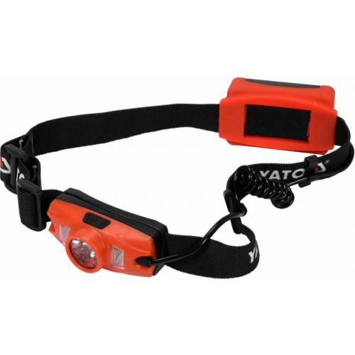 Ліхтар діодний на чоло YATO; живл. від батарейок 3х ААА, 5 режимів світла + червоний позаду
