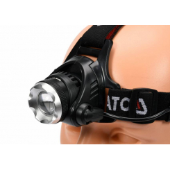 Ліхтар світлодіодний (XM-L2 CREE) на лоб YATO, 3 режими, Р=10 Вт, Ф=450 lm, жив.- 4х АА батареї