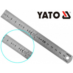 Лінійка із нержавіючої сталі YATO: L= 150 x 19 мм, двостороння шкала, таблиці перетворення