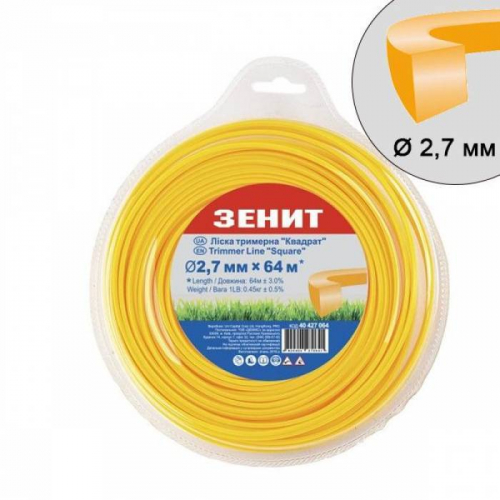 Ліска для садових тримерів "Квадрат" 2.7 мм × 64 м