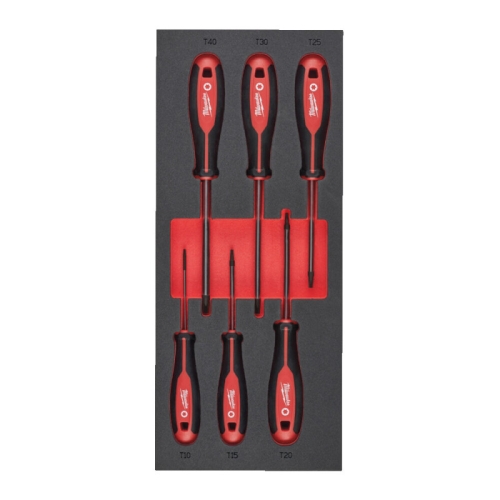 Ложемент для инструментальной тележки с отвертками TORX (T10x75, T15x75, T20x100, T25x100, T30x125, T40x125) (6 предм.)