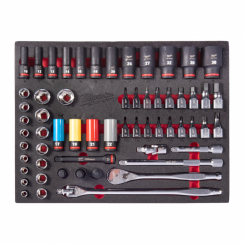 Ложемент з головками ударними та хромованими MILWAUKEE, (60шт) (45х536х417мм) для візків