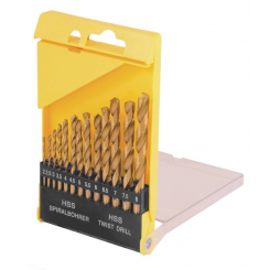 MasterTool Набір свердлів для металу, 13 шт HSS титан(2-8 мм, крок 0,5 мм) у пластиковій коробці, Арт.: 11-0413