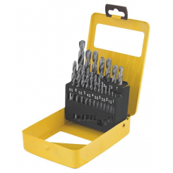 MasterTool Набір свердлів для металу, 19 шт HSS білі (1-10 мм, крок 0,5 мм) в металевій коробці, Арт.: 11-0119