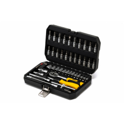 MasterTool Набір торцевих насадок PROFI CrV 1/4” 4-14 мм, тріскачка 72Т, 46 шт, кейс, Арт.: 78-2047