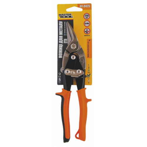 MasterTool Ножиці по металу 250 мм ЛІВІ (правий різ), CrMo, Арт.: 01-0425