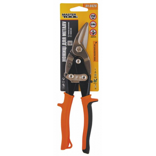 MasterTool Ножиці по металу 250 мм ПРАВІ (лівий різ), CrMo, Арт.: 01-0426