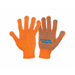 MasterTool Рукавички бавовняні з ПВХ-точками 10 кл, 2 нитки помаранчеві, Арт.: 83-0300